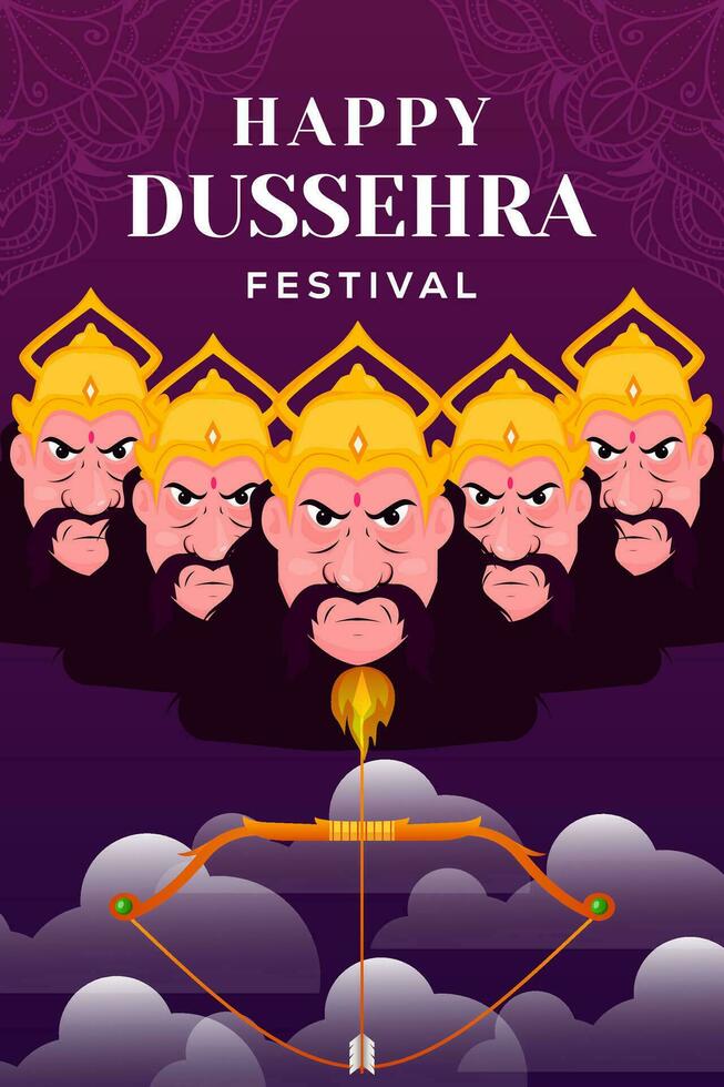 vettore contento Dussehra Festival verticale bandiera illustrazione