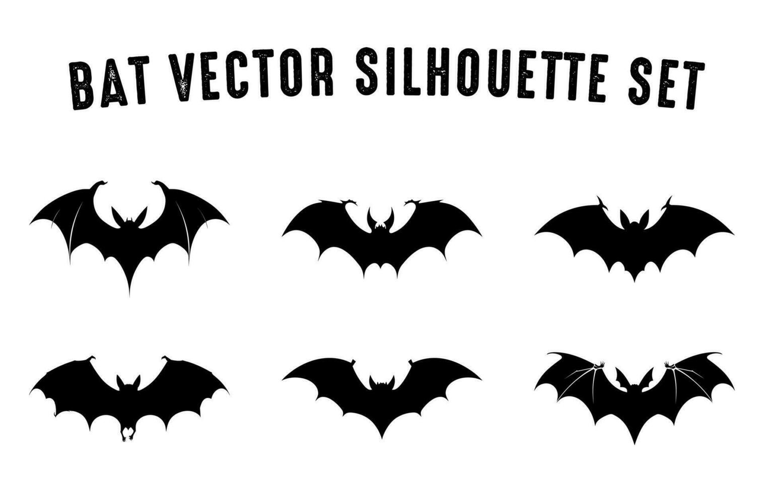 pipistrello sagome impostato su bianca sfondo, nero sagome di pipistrello vettore, volante pipistrello sagome Halloween simboli vettore