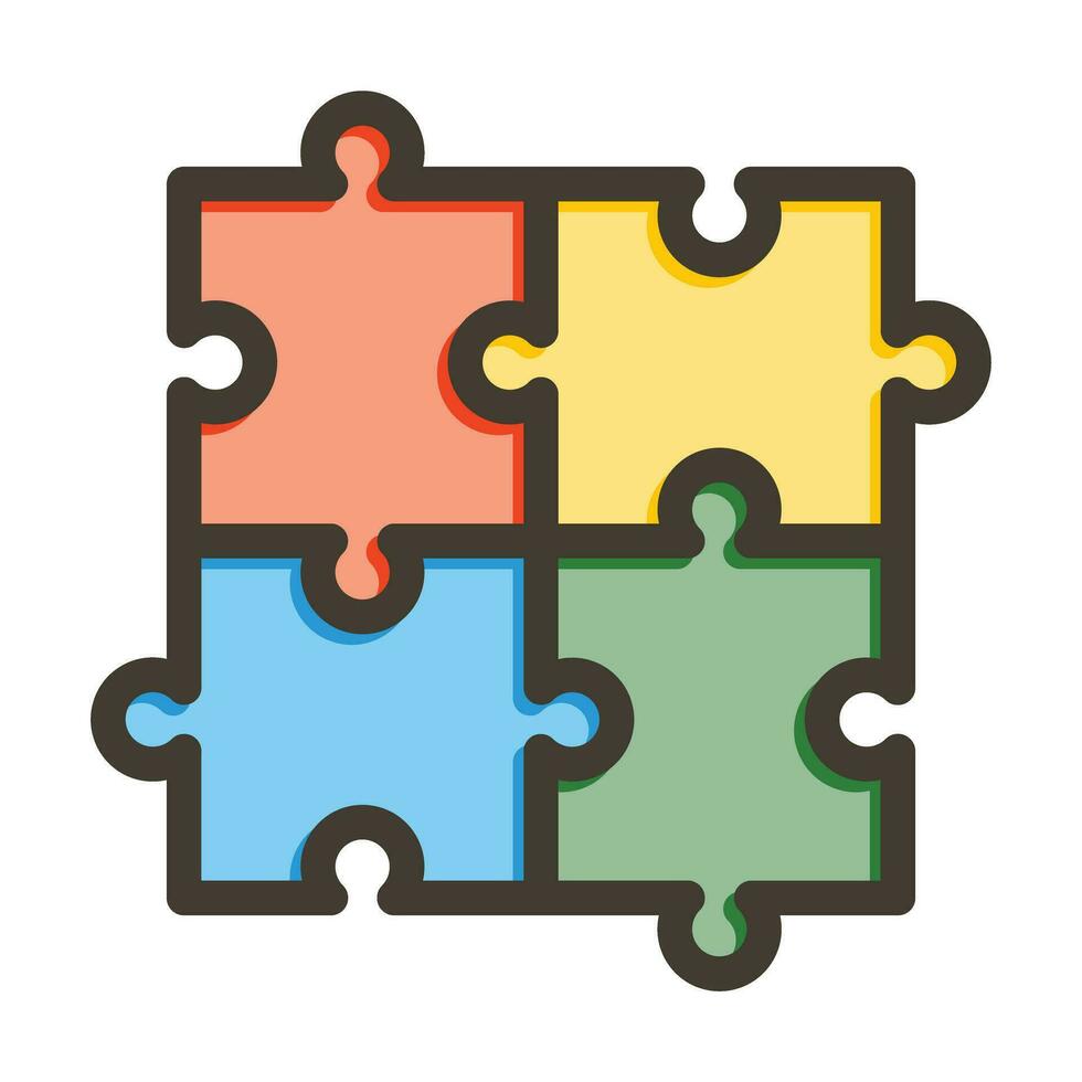 puzzle vettore di spessore linea pieno colori icona per personale e commerciale uso.