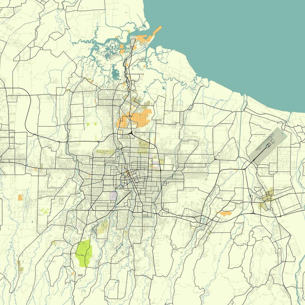 carta geografica di Medano, meda città, nord sumatra, Indonesia vettore