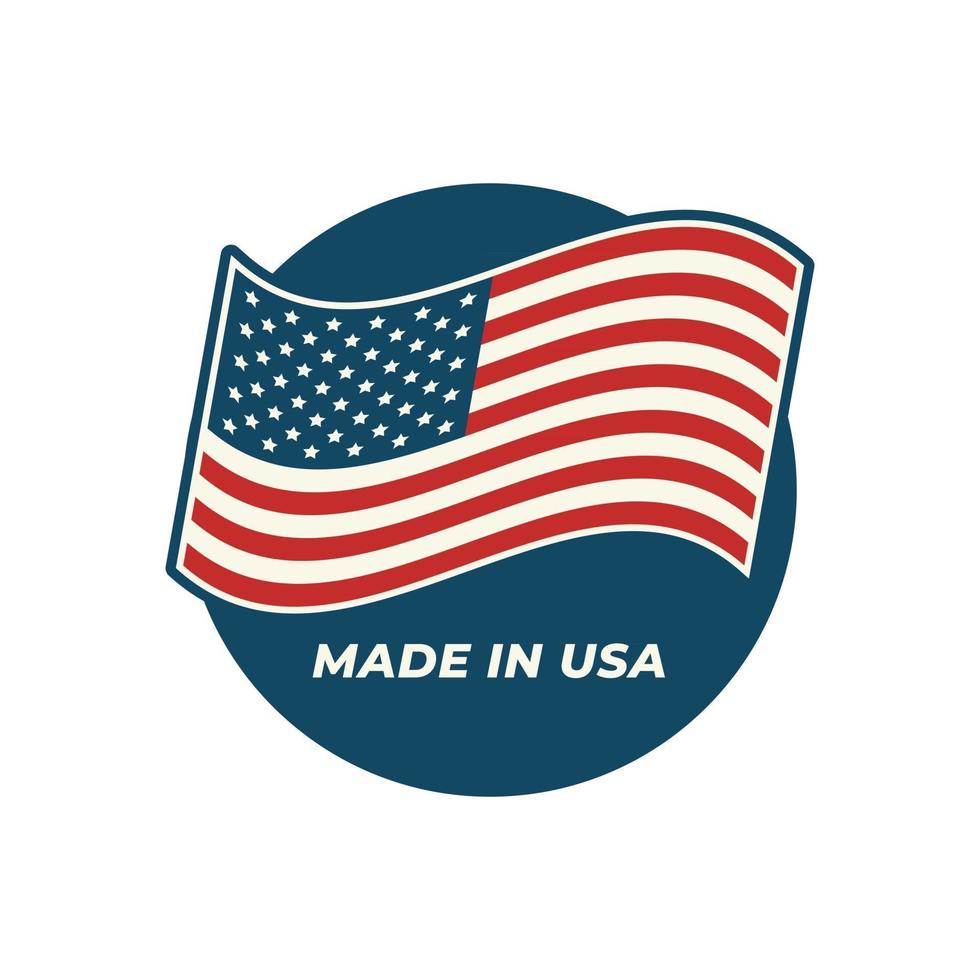 fabbricato negli Usa. composizione con bandiera americana per badge. vettore