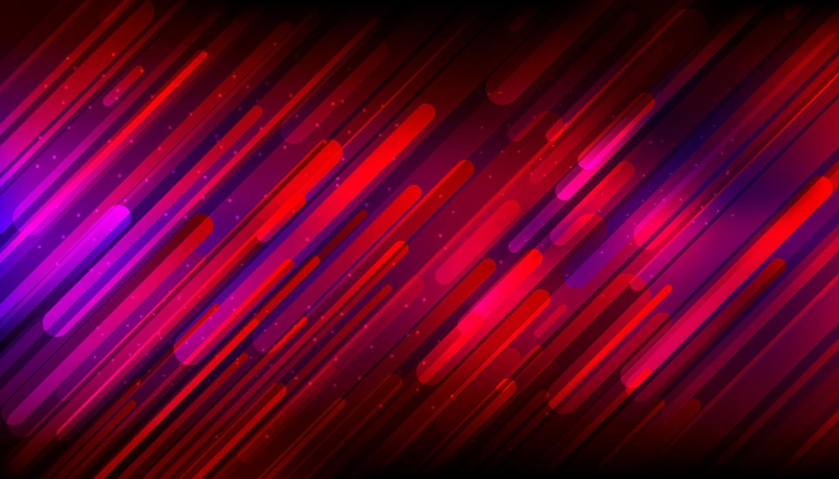 composizione di forme dinamiche di linee diagonali arrotondate geometriche incandescente viola rosso astratto con sfondo effetto luce. illustrazione vettoriale