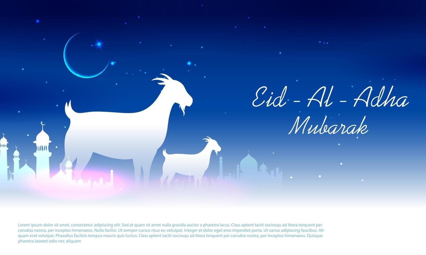 illustrazione di pecore che desiderano eid ul adha felice bakra id festa santa dell'islam musulmano vettore