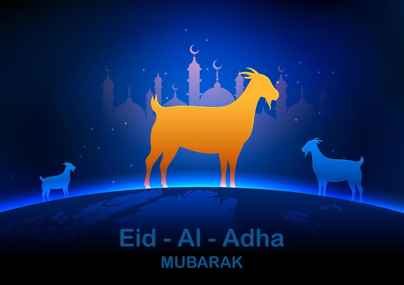 illustrazione di pecore che desiderano eid ul adha felice bakra id festa santa dell'islam musulmano vettore