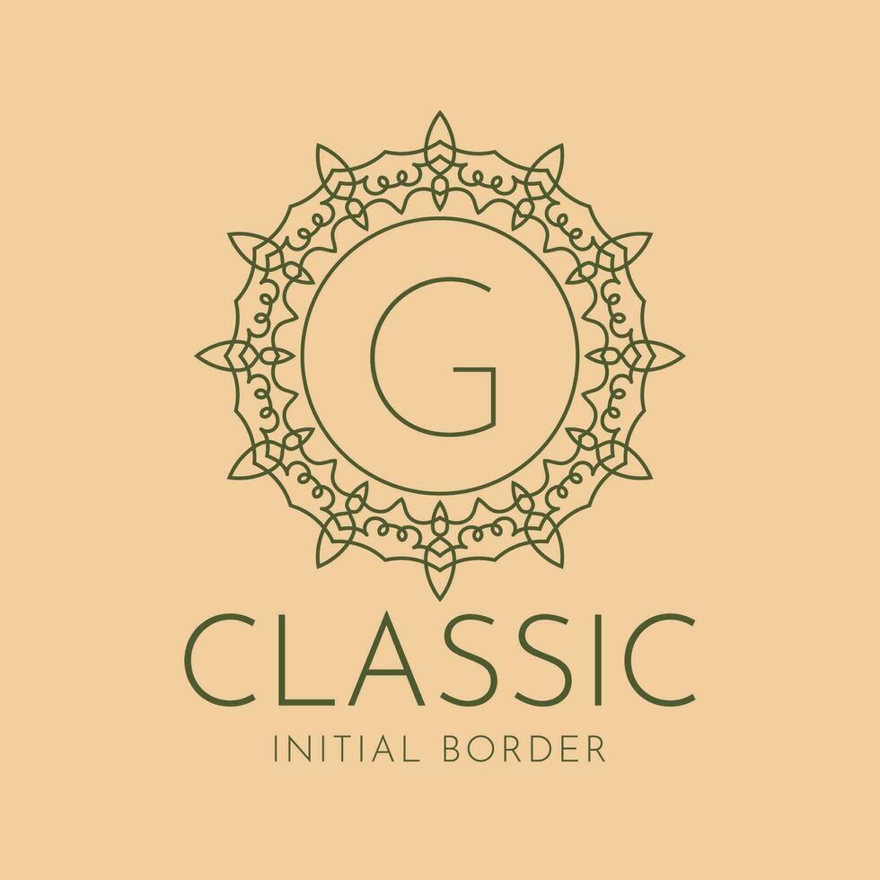 lettera g classico circolare confine vettore logo design