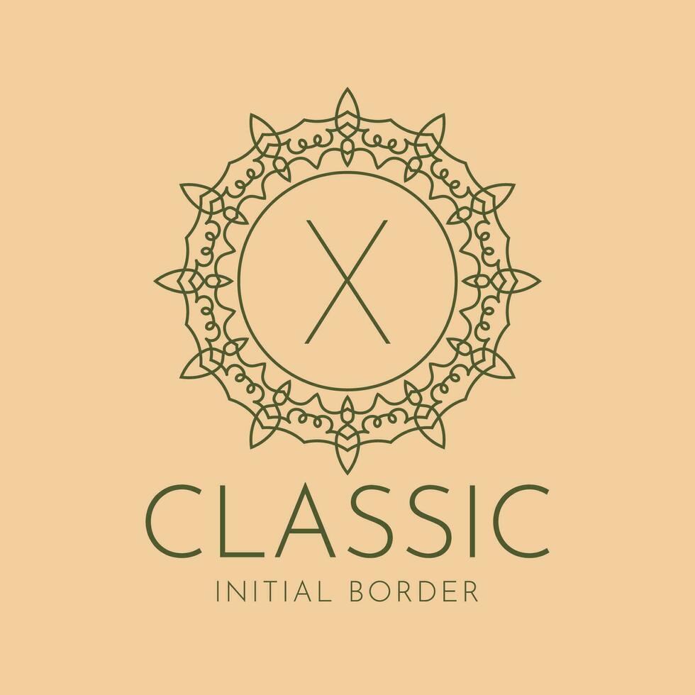 lettera X classico circolare confine vettore logo design