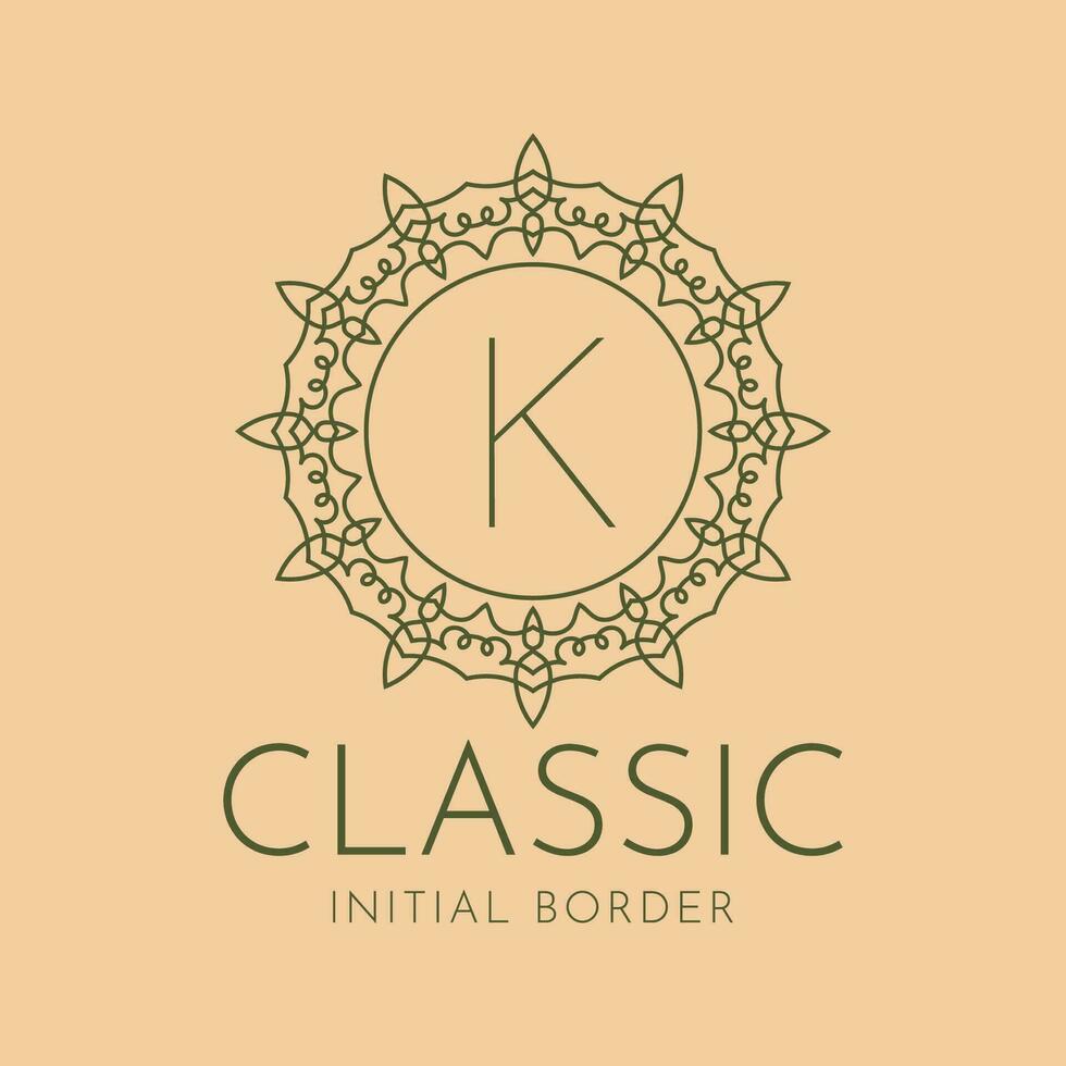 lettera K classico circolare confine vettore logo design