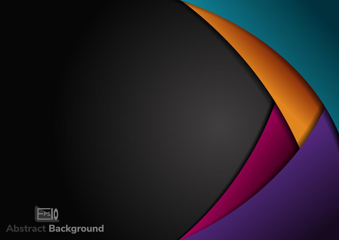 strato di cerchio curva colorata astratta che si sovrappone su sfondo nero. vettore
