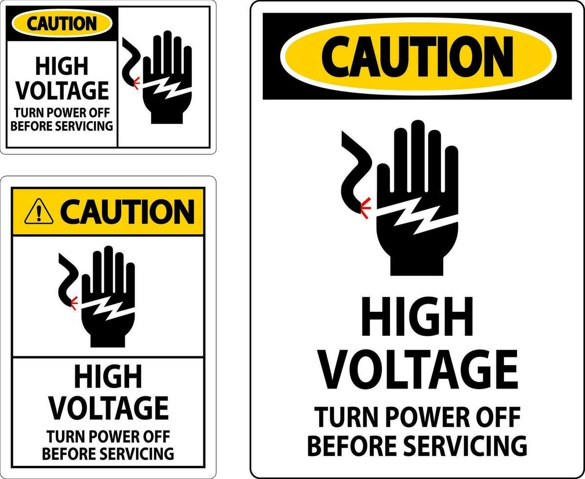 attenzione cartello alto voltaggio - girare energia via prima manutenzione vettore