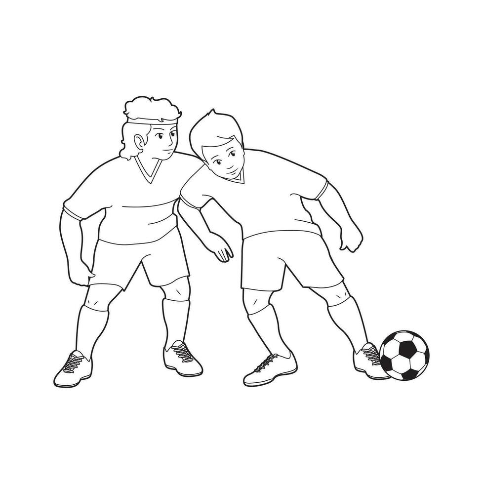 ragazzi giocando calcio digitale vettore schema design