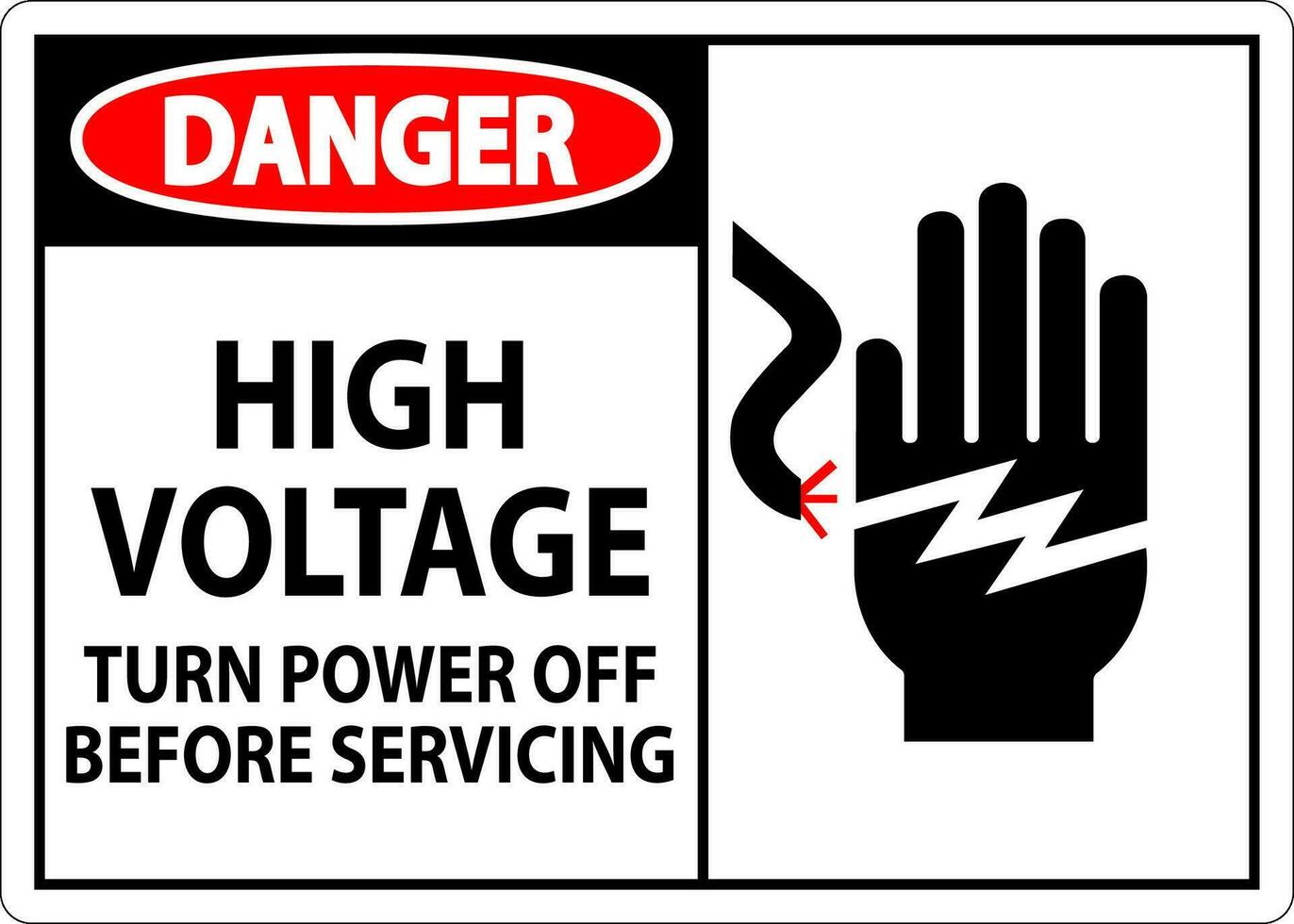Pericolo cartello alto voltaggio - girare energia via prima manutenzione vettore