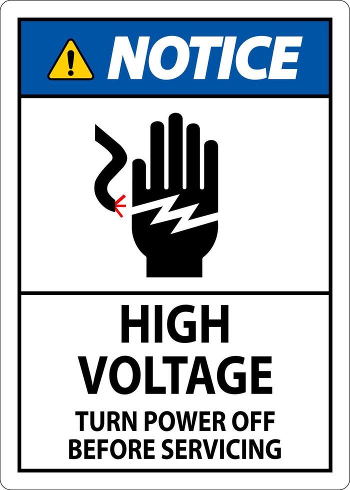 Avviso cartello alto voltaggio - girare energia via prima manutenzione vettore