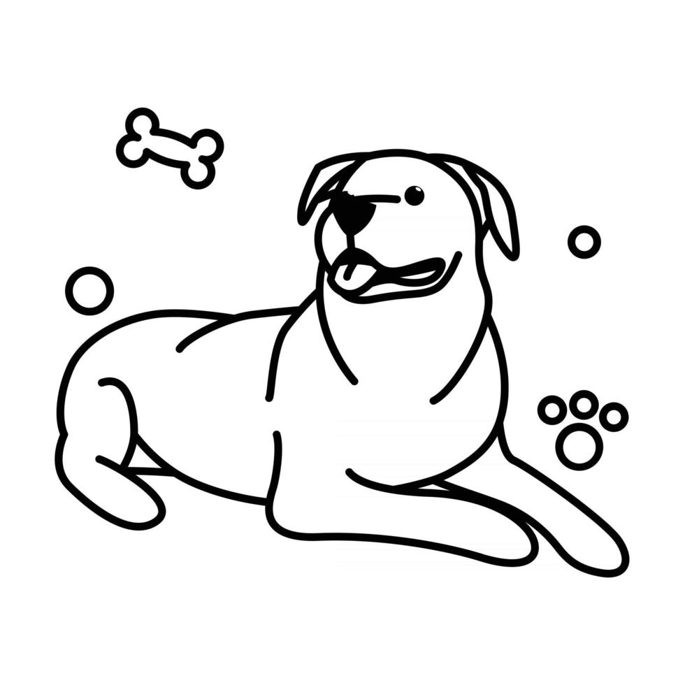 simpatico cartone animato illustrazione vettoriale icona di un grosso cane. è uno stile di contorno.