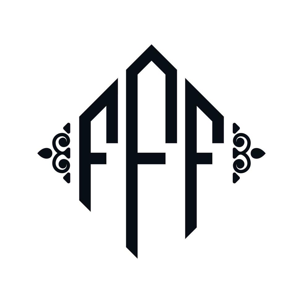 logo f. rombo monogramma 3 lettere alfabeto font logo logotipo ricamo vettore