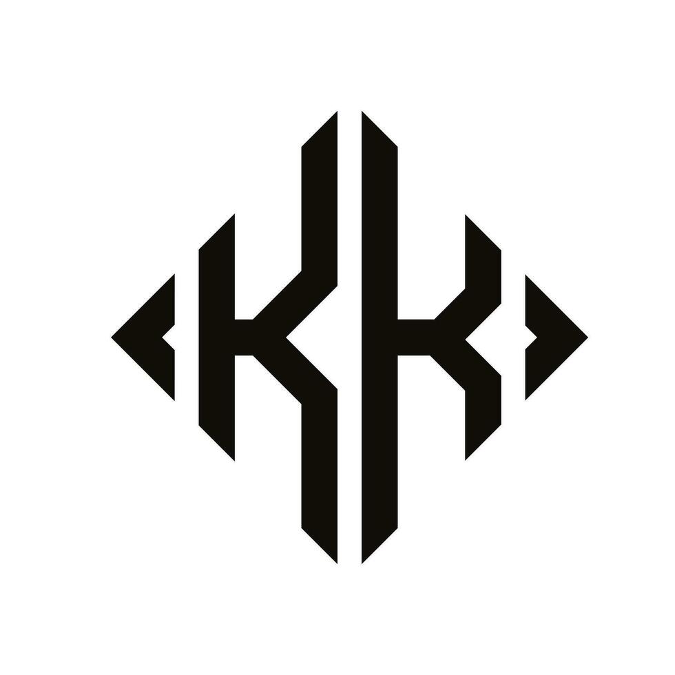 logo K. rombo monogramma 2 lettere alfabeto font logo logotipo ricamo vettore