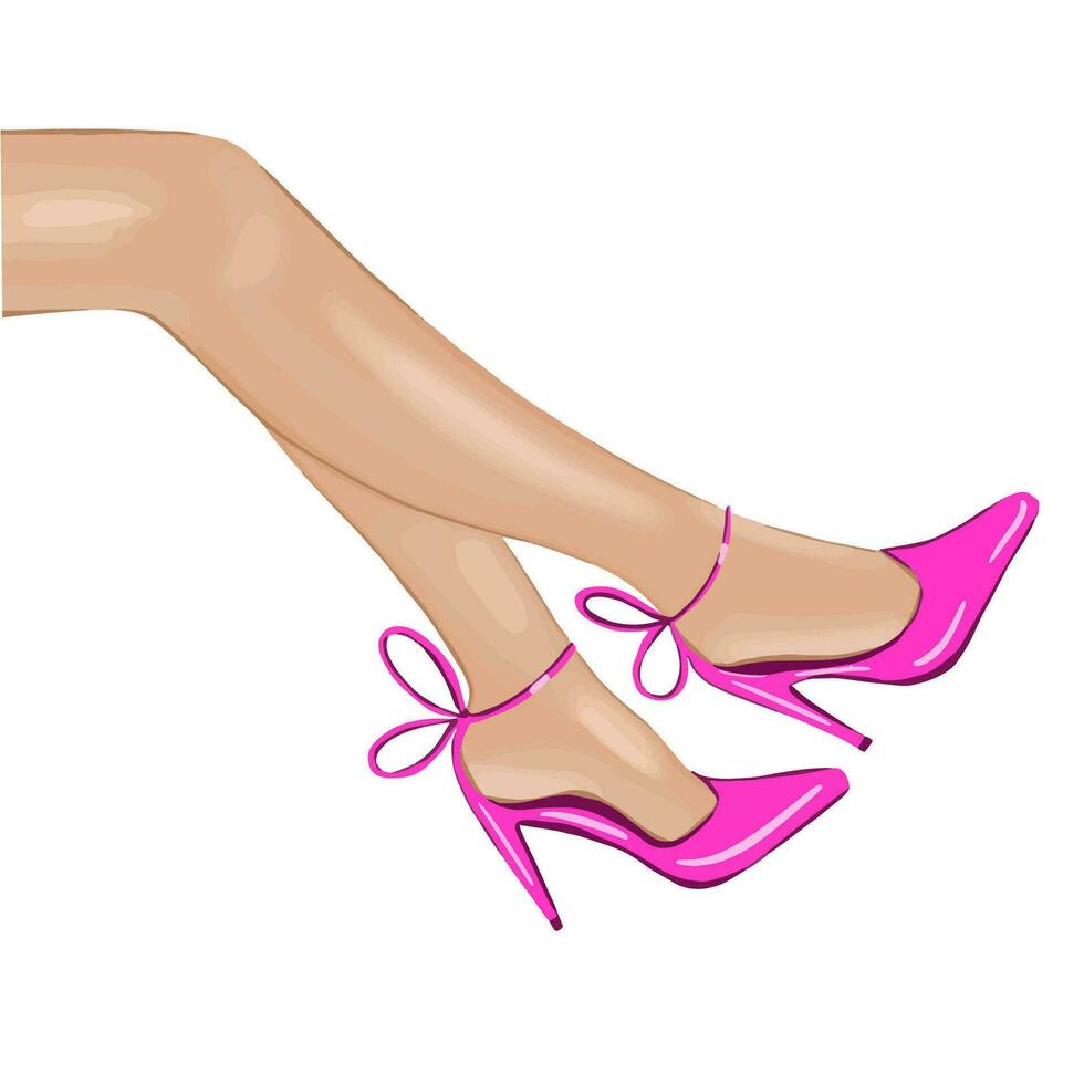 ragazza nel rosa scarpe. moda illustrazione. vettore design.