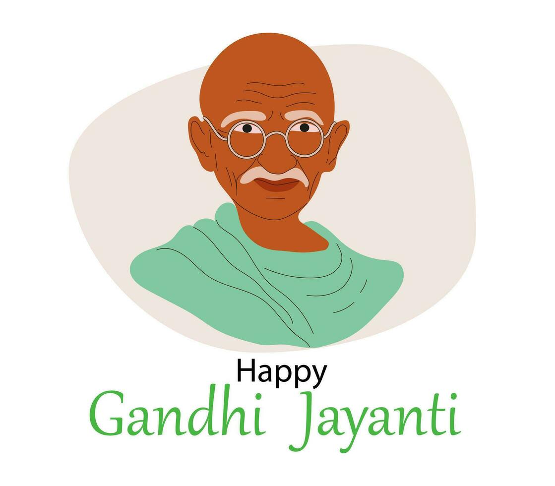 gandhi jayanti o 2 ° ottobre con design illustrazione. mohandas caram chandra gandhi compleanno. vettore