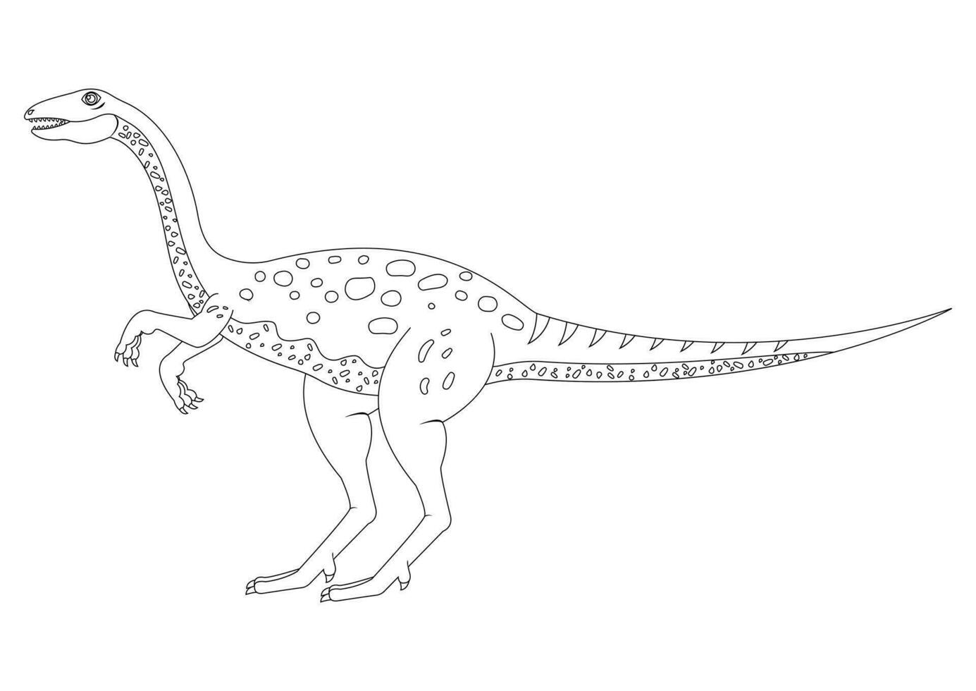 nero e bianca elafrosauro dinosauro cartone animato personaggio vettore. colorazione pagina di un' elafrosauro dinosauro vettore