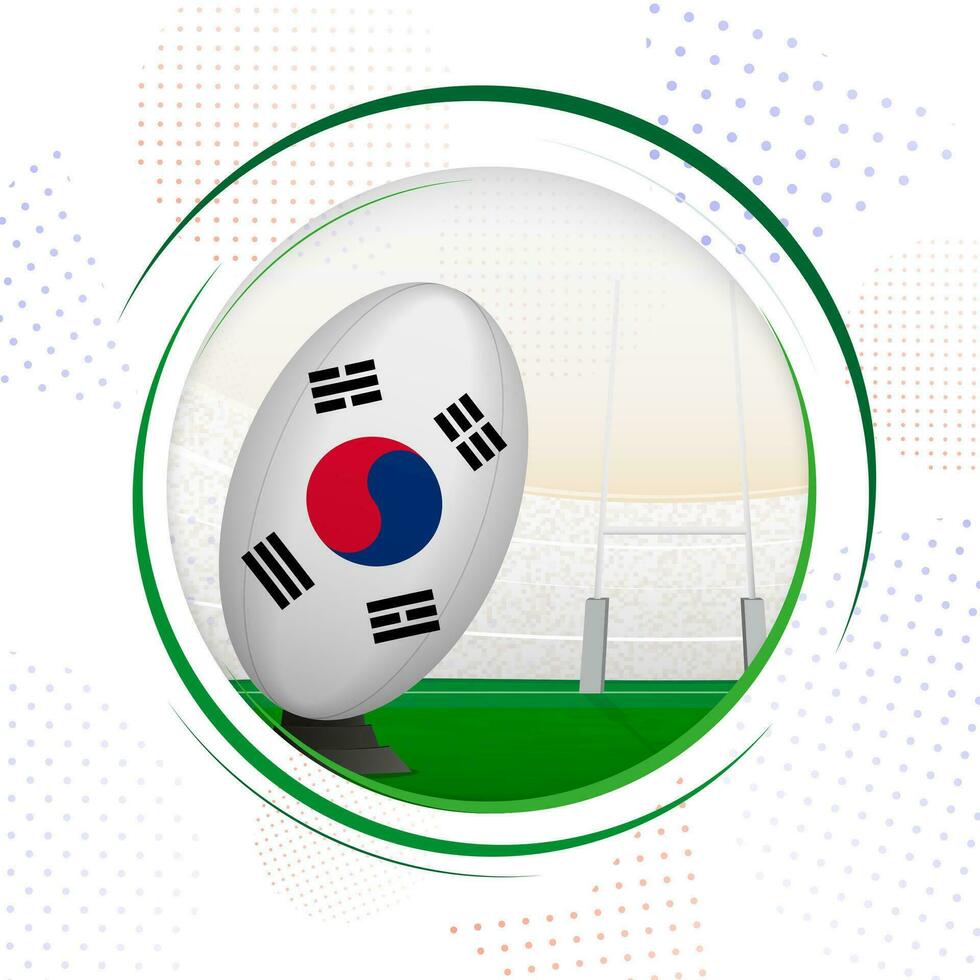 bandiera di Sud Corea su Rugby sfera. il giro Rugby icona con bandiera di Sud Corea. vettore