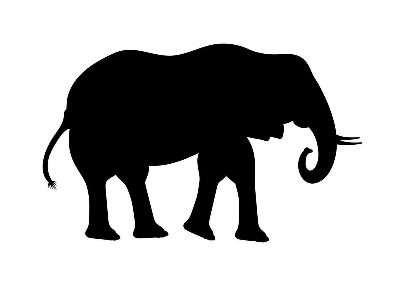 elefante silhouette vettore. elefante cartone animato personaggio vettore piatto design