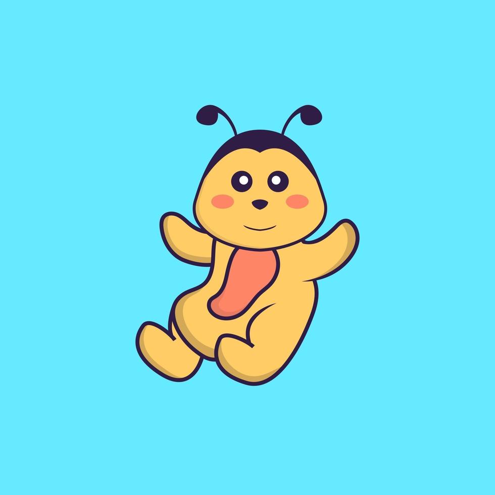 l'ape carina sta volando. concetto animale del fumetto isolato. può essere utilizzato per t-shirt, biglietti di auguri, biglietti d'invito o mascotte. stile cartone animato piatto vettore