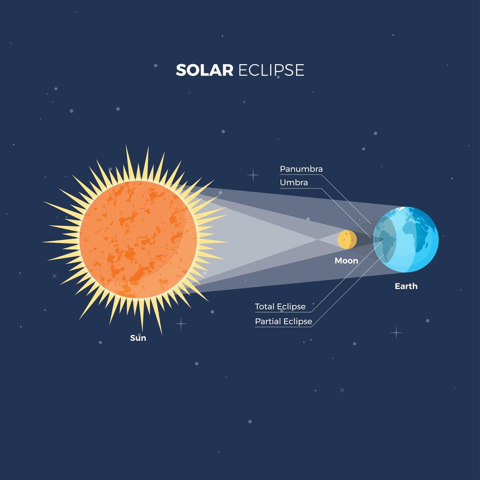infografica sull'eclissi solare vettore