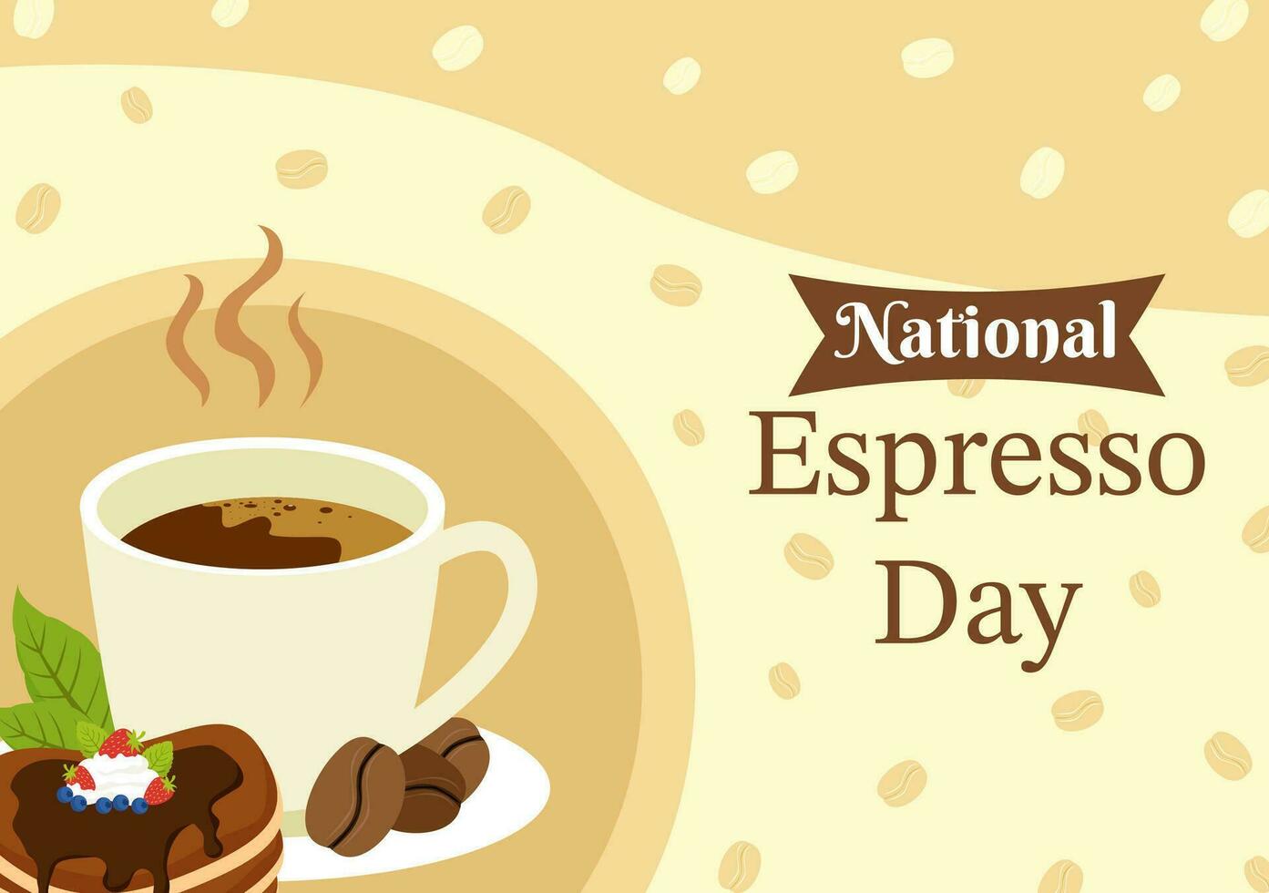 nazionale caffè espresso giorno vettore illustrazione su novembre 23 con tazza di caffè con fagiolo per promozione o manifesto nel piatto cartone animato sfondo design