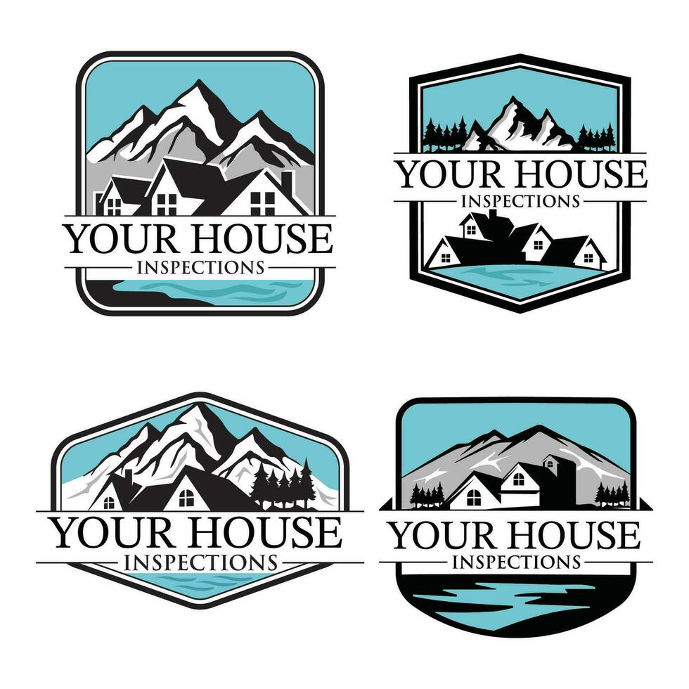 Casa e montagna logo design modello. vettore