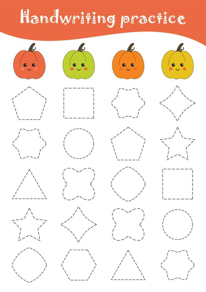 Halloween prescolastico fogli di lavoro. grafia geometria fogli di lavoro per bene bambini il motore abilità. stampabile tracciato pagine per bambini in età prescolare, bambini piccoli, asilo, istruzione a casa. educativo risorse. vettore