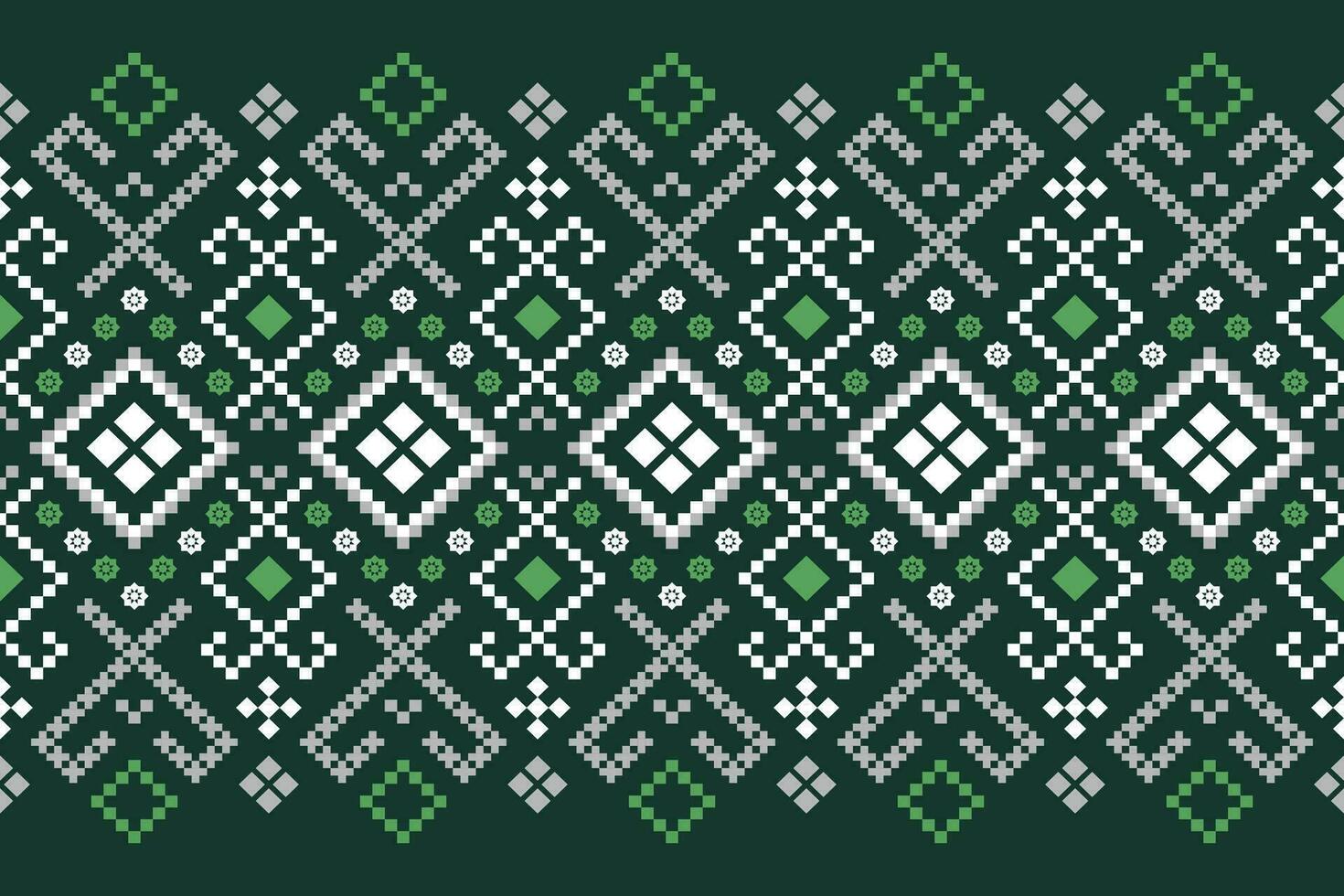 verde attraversare punto colorato geometrico tradizionale etnico modello ikat senza soluzione di continuità modello confine astratto design per tessuto Stampa stoffa vestito tappeto le tende e sarong azteco africano indiano indonesiano vettore