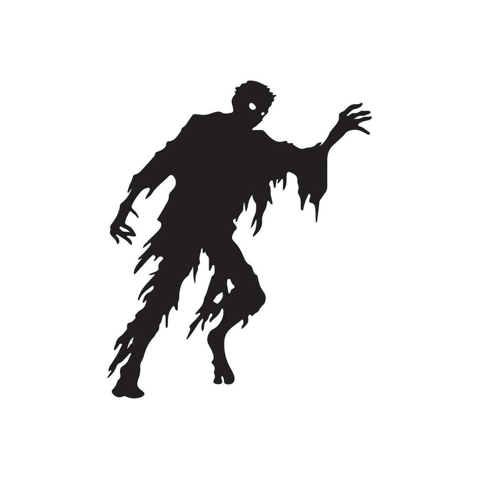 pauroso zombie Halloween design con siluet stile e nero e bianca colore vettore