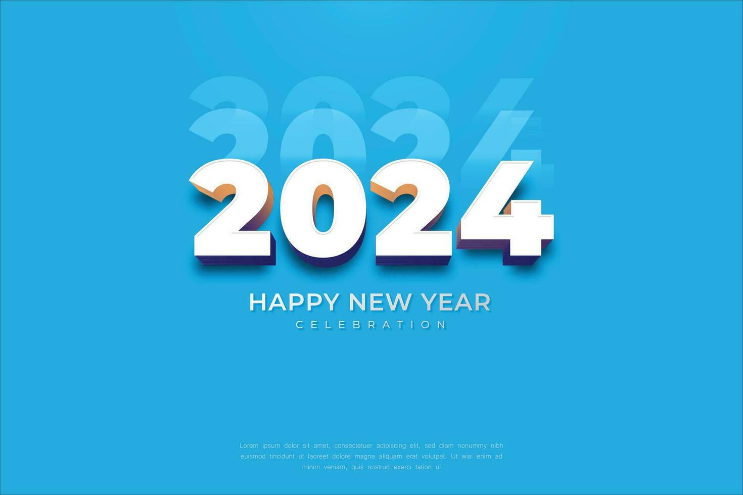 contento nuovo anno 2024. festivo realistico decorazione. celebrare festa 2024 su blu sfondo vettore