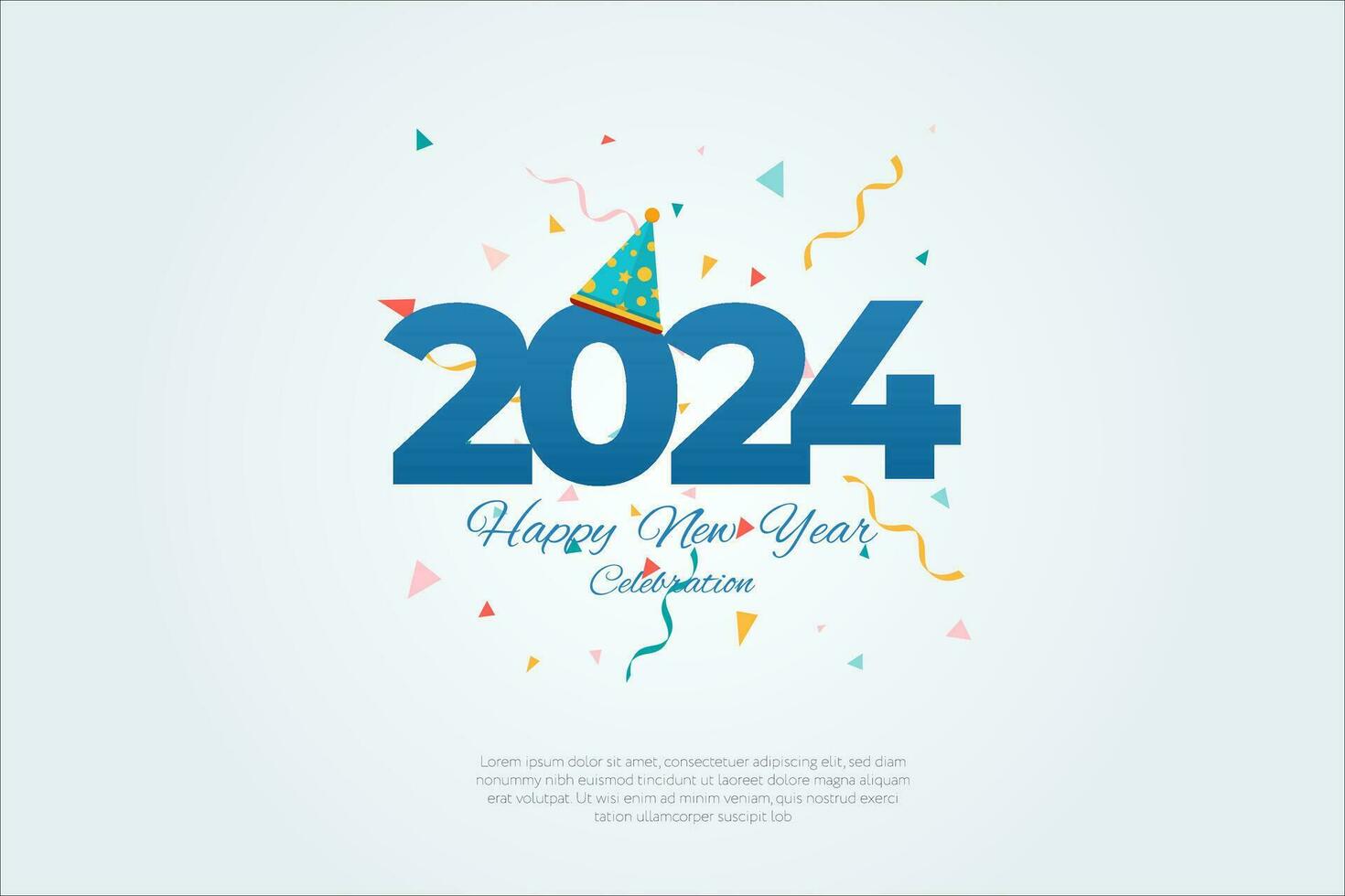 contento nuovo anno 2024. festivo realistico decorazione. celebrare 2024 festa su un' festa sfondo vettore