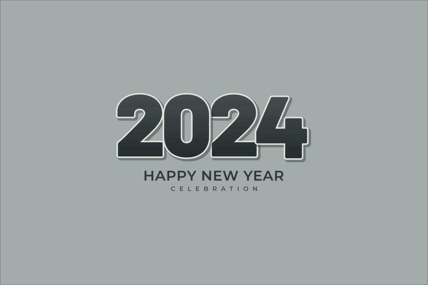 contento nuovo anno 2024. festivo realistico decorazione. celebrare 2024 festa su un' argento sfondo vettore
