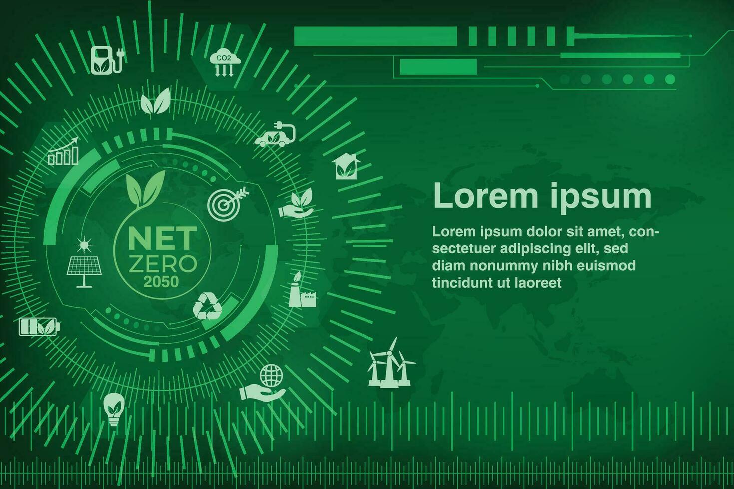 astratto tecnologia futuristico con carbonio neutro concetto. netto zero serra gas emissioni bersaglio vettore