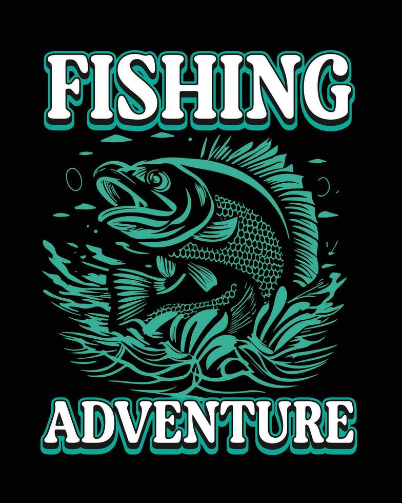 design t-shirt da pesca vettore