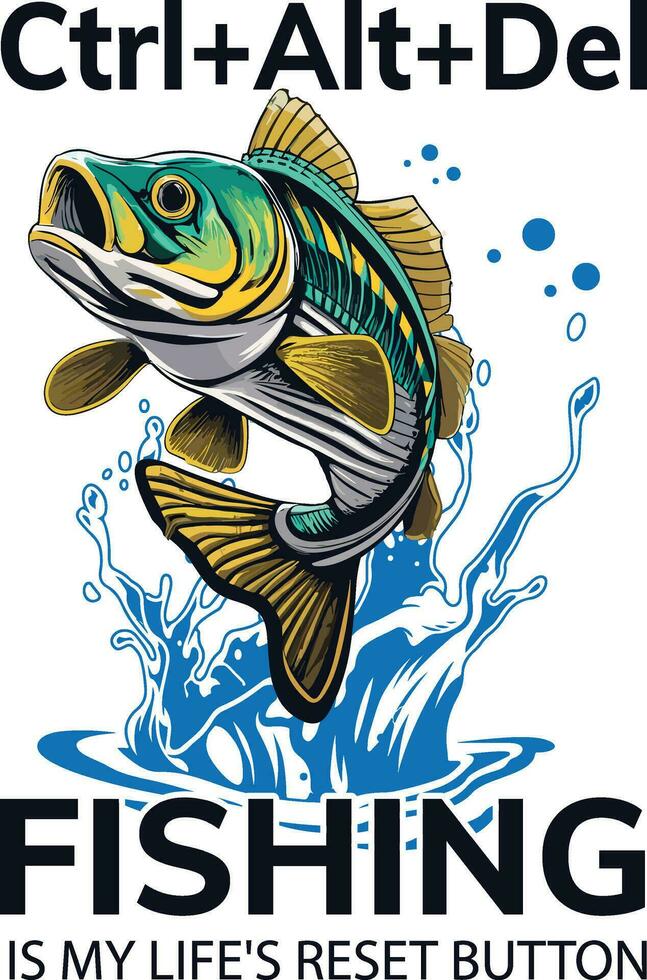 design t-shirt da pesca vettore