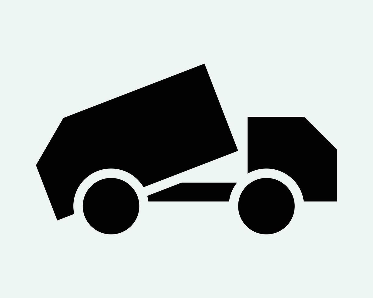 cumulo di rifiuti camion icona spazzatura sciocchezze camion costruzione trasporto pesante veicolo nero bianca forma vettore clipart grafico illustrazione opera d'arte cartello simbolo