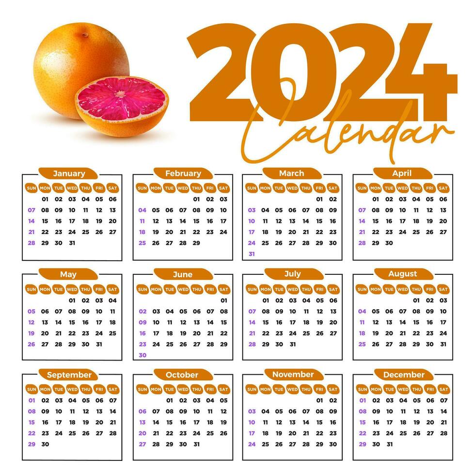 2024 calendario design modello per contento nuovo anno vettore