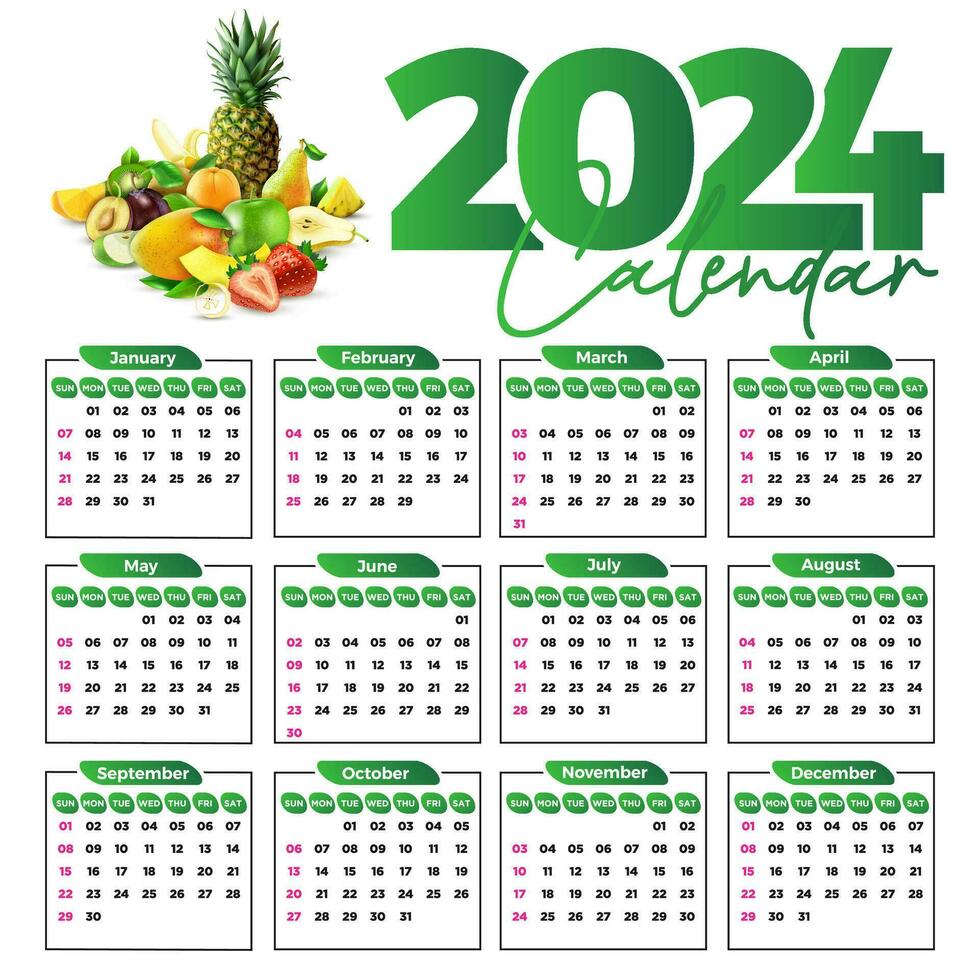 2024 calendario design modello per contento nuovo anno vettore