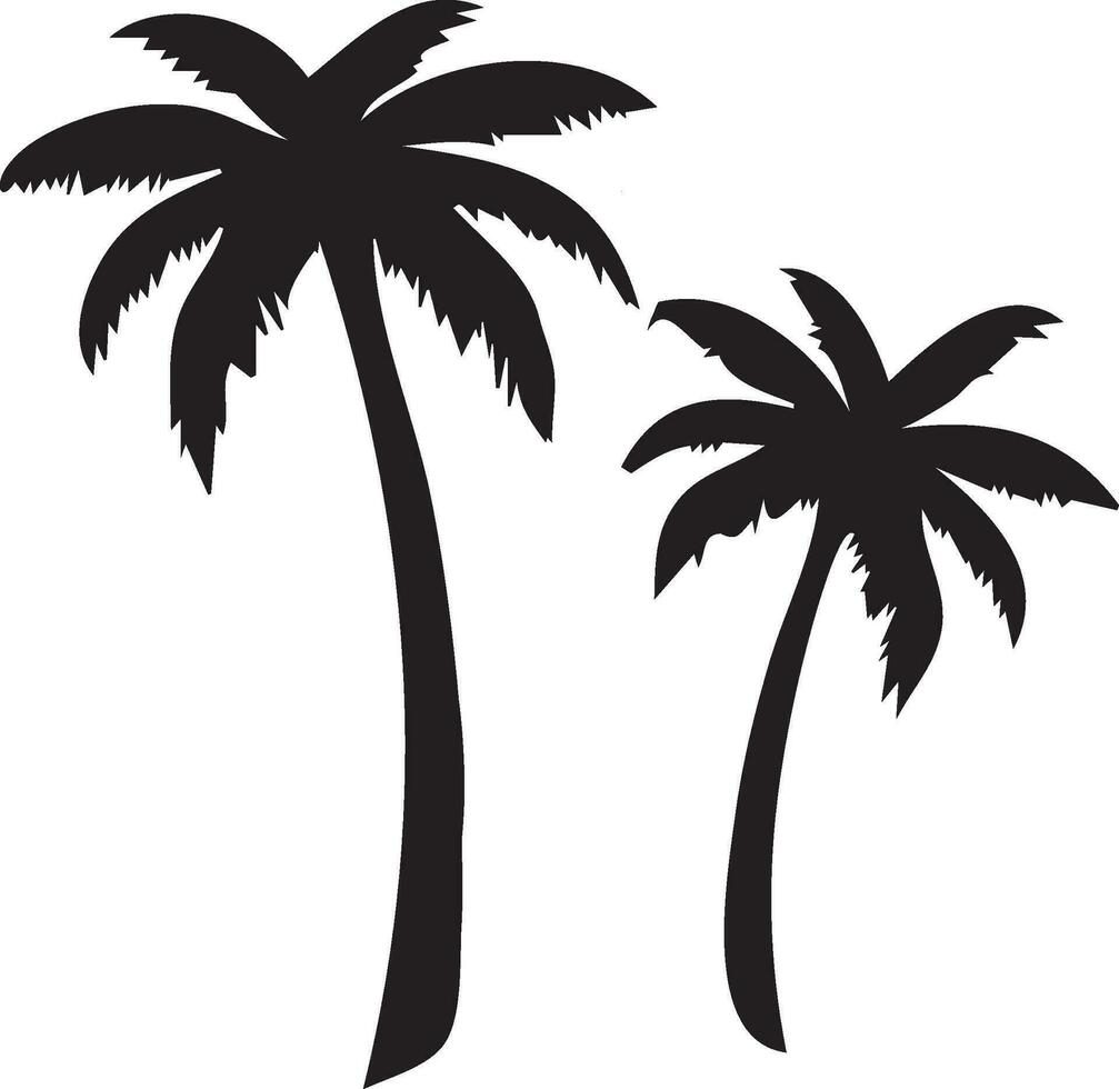 palma alberi nero e bianca silhouette vettore