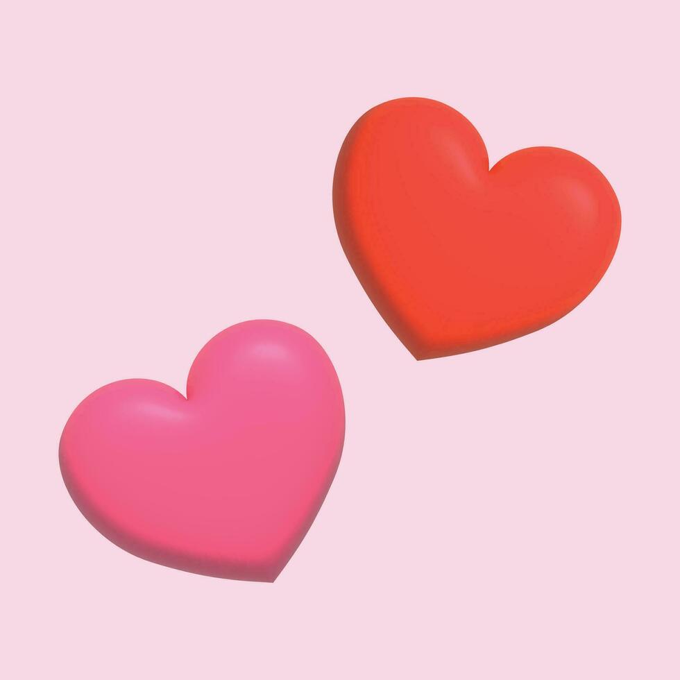 cuore 3d design cartone animato stile vettore illustrazione per san valentino, amore, elemento, anniversario, regalo, celebrazione