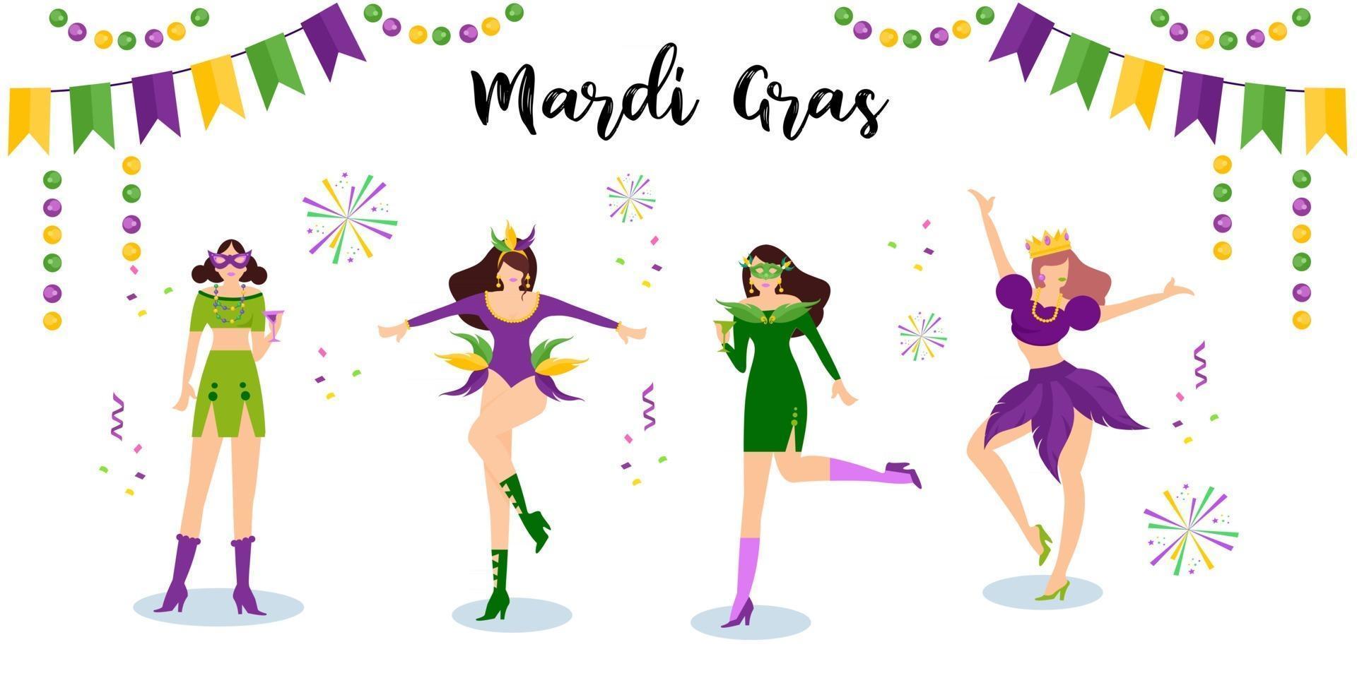 illustrazione vettoriale carnevale di martedì grasso donna balla con divertimento
