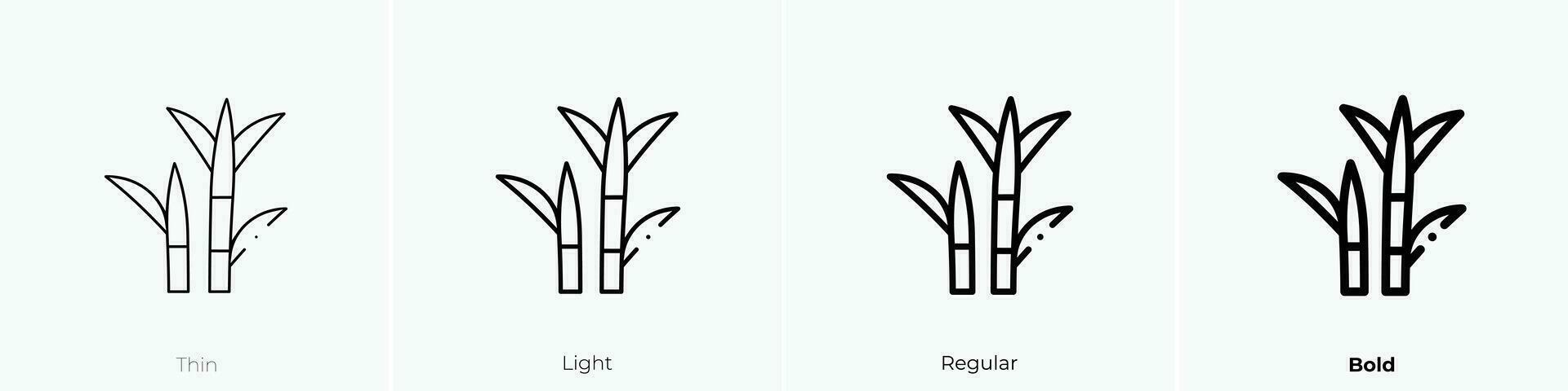 zucchero canna icona. sottile, luce, regolare e grassetto stile design isolato su bianca sfondo vettore