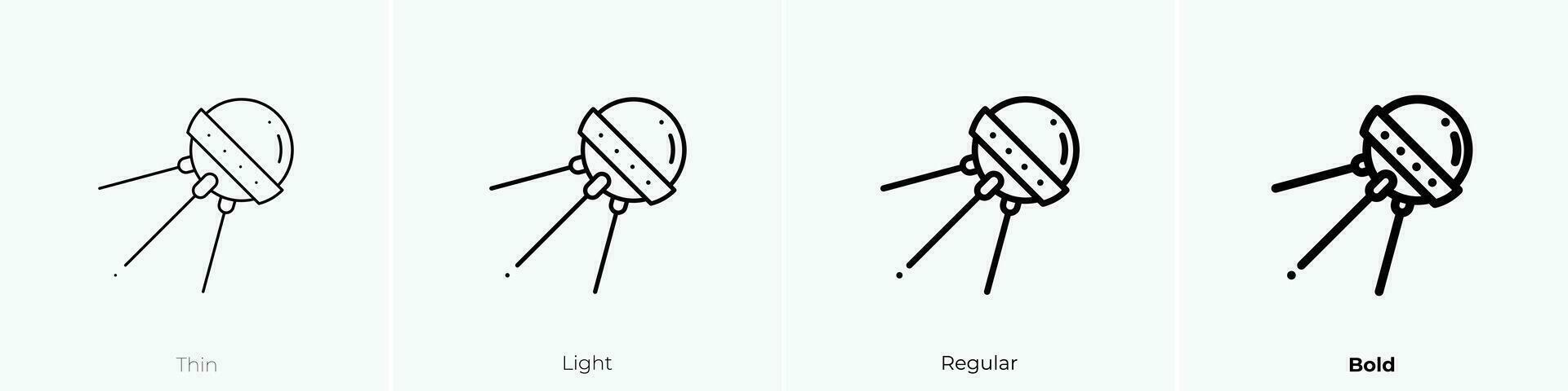 sputnik icona. sottile, luce, regolare e grassetto stile design isolato su bianca sfondo vettore