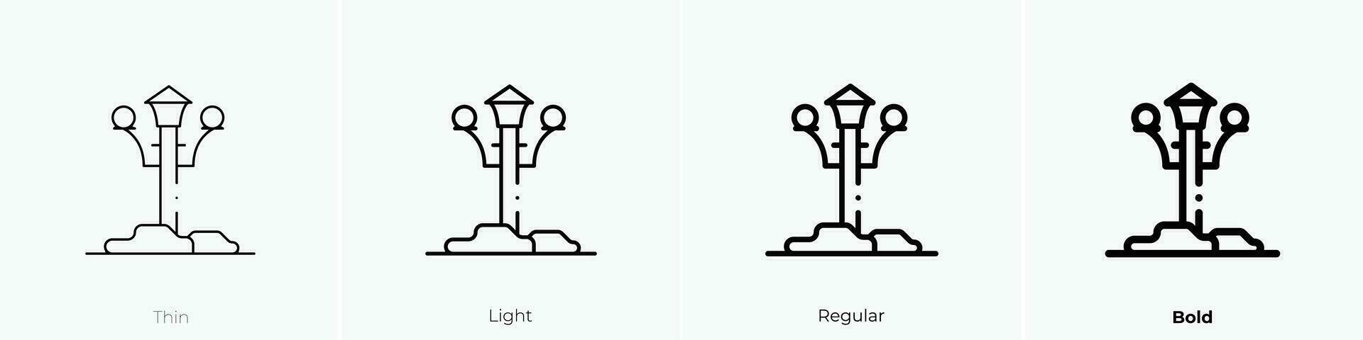 lampione icona. sottile, luce, regolare e grassetto stile design isolato su bianca sfondo vettore