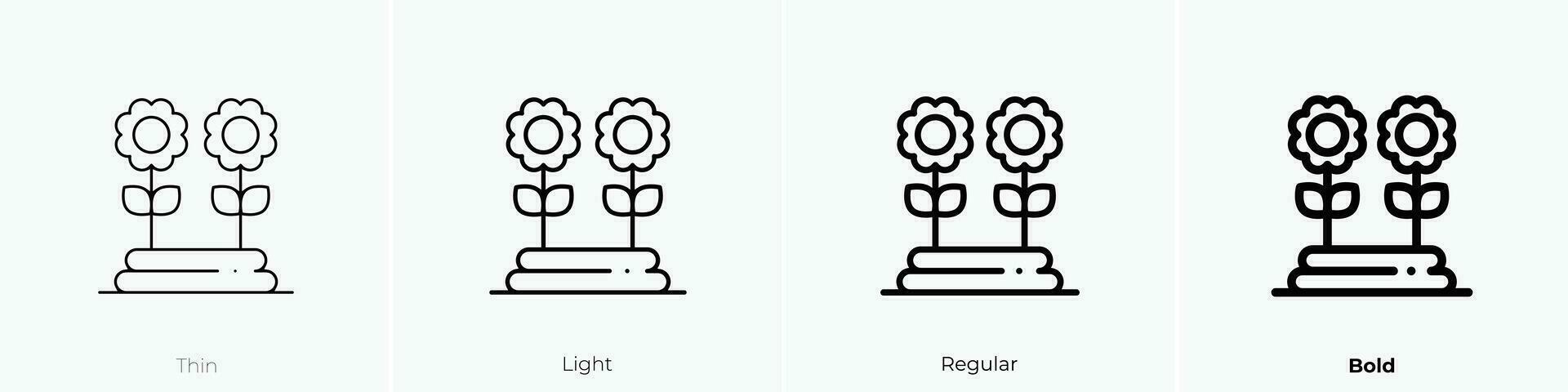 girasoli icona. sottile, luce, regolare e grassetto stile design isolato su bianca sfondo vettore