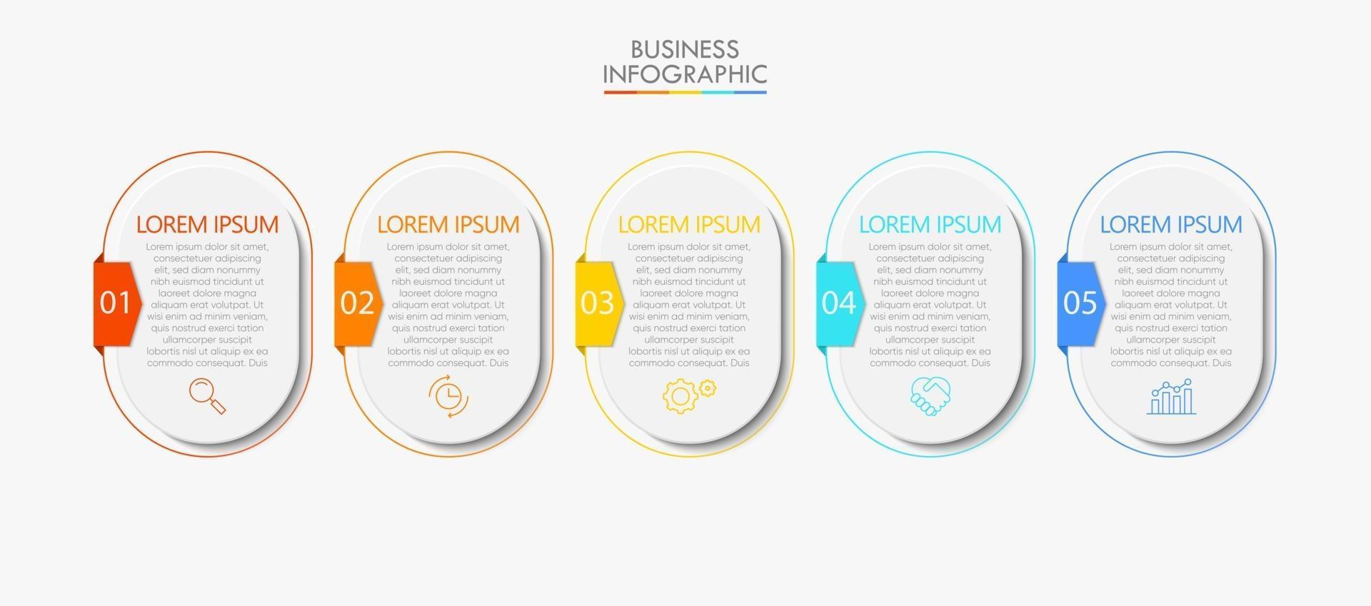 icone di infografica timeline di visualizzazione dei dati aziendali progettate per modello di sfondo astratto vettore