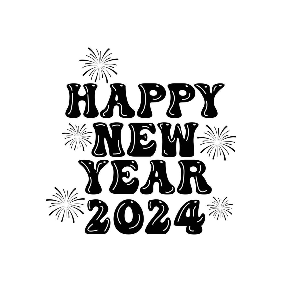 contento nuovo anno tipografia design 2024 vettore