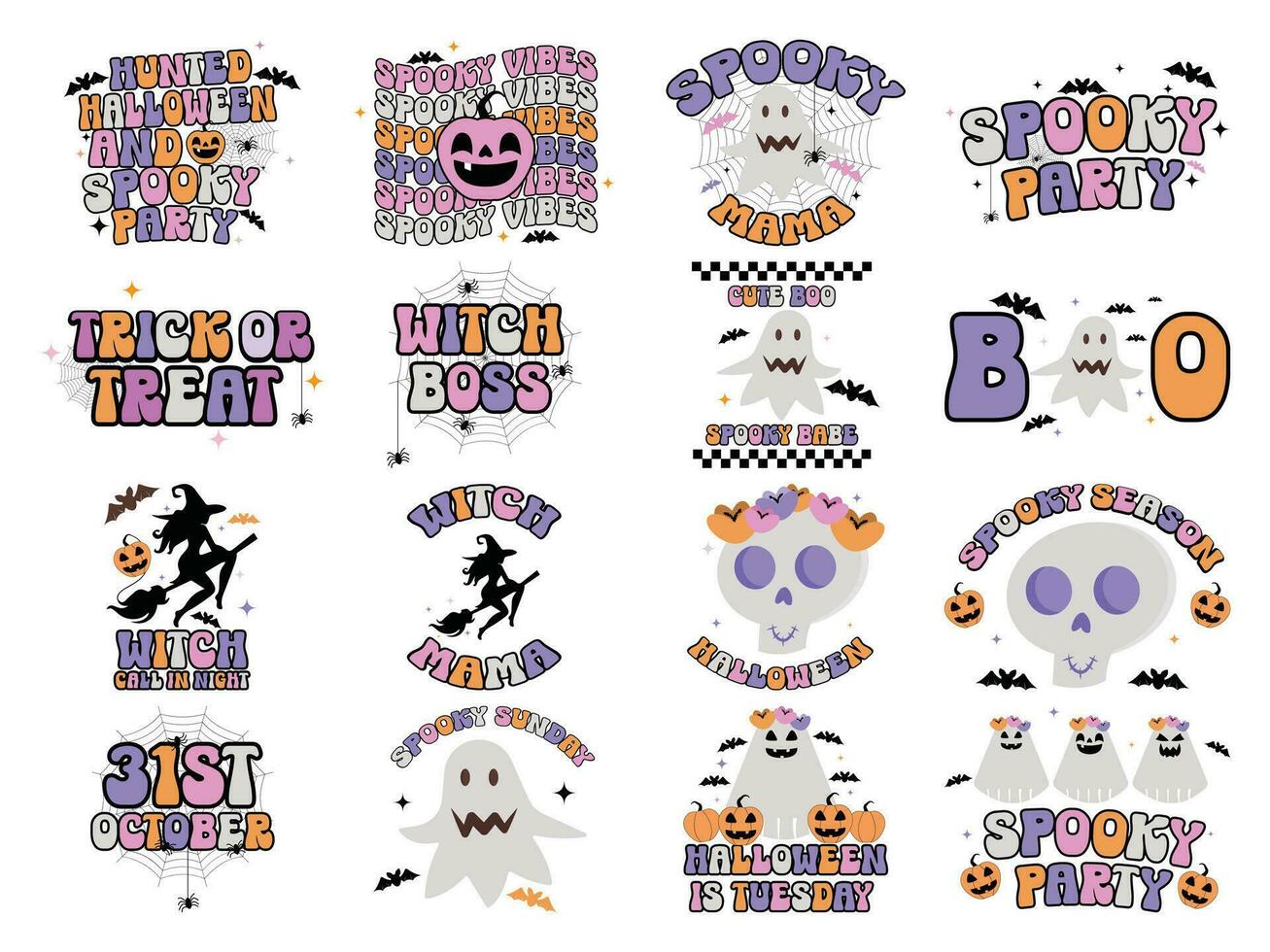 impostato di contento Halloween sublimazione mestiere fascio illustrazione parte-3 vettore